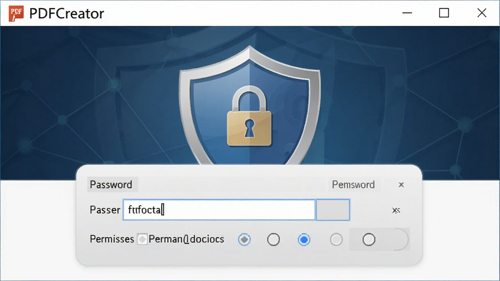 չʾPDFCreator�ļ������ý��棬������������Ȩ��ѡ�����Ϊ��ȫ����ͼ�꣬�������ϸ�ڷḻ�����ʸɾ����޶���Ԫ�أ�����