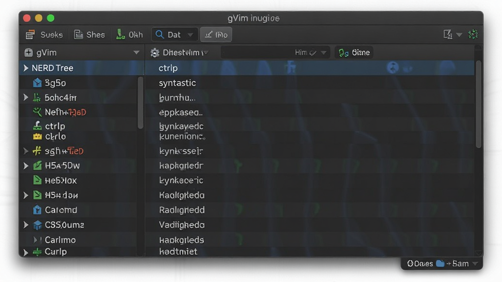 gVim ����������棬��ʾ����б������� NERDTree��ctrlp��syntastic �ȣ��������࣬�ִ��У����廭��