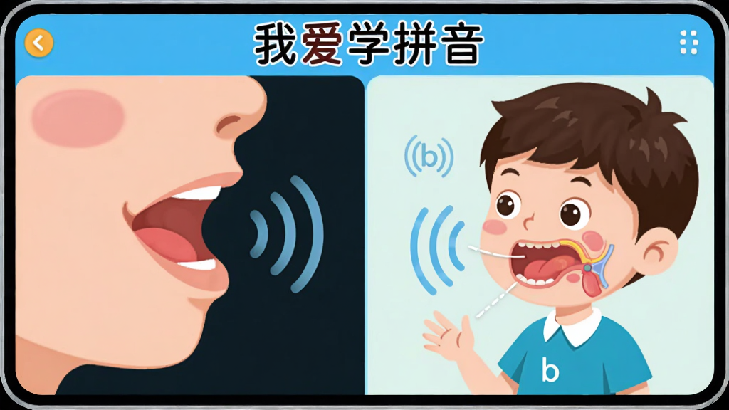 ����Ϊ���Ұ�ѧƴ���������ڷ�����ѧ���棬�����ʾƴ����ĸ��b���Ŀ��Ͳ�����д���Ҳ�Ϊ��ͨС�к��������棬���ֲ������ҷ������Ű���������Ϊ��ƽ��ͨ�廭��ϸ�ڰ����������ƺͷ�������ʾ��ͼ�����ʸɾ��������޶���Ԫ��