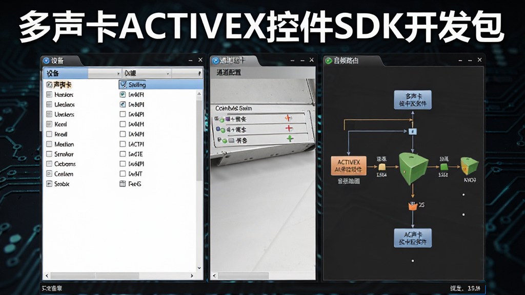 չʾ������ACTIVEX�ؼ�SDK�����������������ͼ������������豸�б���ͨ�����á���Ƶ·��ͼ������Ϊ��ɫ�Ƽ��з�����ֱ�ע��������ACTIVEX�ؼ�SDK�������������岼��������ϸ�ڷḻ�����ʸ��壬�ɾ��޶���Ԫ��