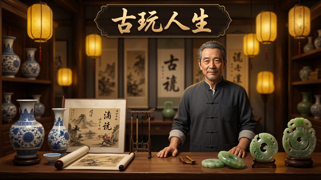 ͼƬչʾ��������������Ϸ�����棬һλ������ϰ��ڹ�ɫ����ĵ����У���̨�ϰڷ��Ŵ������黭�������ȹŶ���������ů��ɫ�ĵƹ⣬������дʵϸ�壬���ʸ��壬�ɾ��޶���Ԫ�ء�