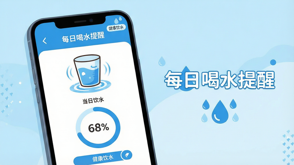 ���壺һ�������ֻ���Ļ��д����Ļ����ʾ��ÿ�պ�ˮ���ѡ�Ӧ�������棬�������һ����ͨˮ��ͼ��͵�����ˮ���Ȼ������֣��ֻ�λ�ڻ�������ƫ���Ҳ����׷��á�ÿ�պ�ˮ���ѡ����ֱ�ʶ���·�����ˮ����װ��ͼ�����Ű棺����Ԫ���������򣬽��Ȼ���Ŀ����ť��࣬�����Ӿ�����ƽ�⡣��񣺱�ƽ���廭���ɫ���������죬����ɫ�Ͱ�ɫΪ��ɫ����ϸ�ڣ�ˮ��ͼ������ˮ���ƶ�Ч�����Ȼ���ʾ��68%������������С�������ˮ��С��ǩ�����ʣ��߷ֱ��ʣ�ͼ��ɾ����޶���Ԫ�ء�