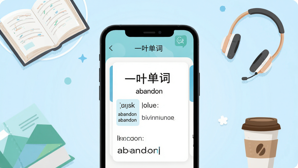 ���壺һҶ����App��ѧϰ���棬�ֻ���Ļ��ʾ���ʿ�Ƭ�����䡣���֣��ֻ����У�����Ϊ����ɫ���䣬��Χ���鱾�����������ȱ���ѧϰԪ�ػ��ơ��Ű棺�ֻ���Ļ������չʾ���ʡ����ꡢ��������䣬�����ࡣ��񣺱�ƽ���廭���ɫ���������졣ϸ�ڣ��ֻ���Ļ�ϵ�����Ϊ��һҶ���ʡ��͡�abandon�����������������ʣ����壬�ɾ����޶���Ԫ�ء�
