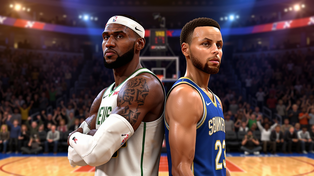 һ��NBA2K Online2��Ϸ���Ӿ�ͼ������������ղķ˹�Ϳ�����λ���Ǳ�����վ���������ǵƻ�Ի͵�NBA��ݣ�����ϯ��ɽ�˺����������ҡ����������Ϸдʵ��񣬹�Ӱϸ�ڷḻ����Ա�����������������������ɼ�����������ԱΪ������У���ݻ���Ϊ�����黯ͻ�����塣����ɫ��ƫů������ɫ�ƹ����ɫ�ذ��γɶԱȣ����ʸ��壬�ɾ��޶���Ԫ�ء�
