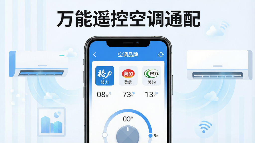 ���壺һ�������ֻ���Ļ��ʾ����ң�ؿյ�ͨ��Ӧ�ý��棬�������пյ�Ʒ���б����¶ȵ�����ť�����֣��ֻ����У���Ļ���������ɼ�����Χ�м�Լ�Ŀյ�������Ԫ�ص�׺���Ű棺�ֻ�λ�ڻ������ģ��Ϸ��С�����ң�ؿյ�ͨ�䡱���ֱ��⣻����ִ���ƽ����ƣ�ɫ����������ɫ�Ͱ�ɫΪ����ϸ�ڣ���Ļ������ʾ���������������ġ���Ʒ��ͼ�꣬�¶��������������ʣ�������Ⱦ���ɾ���࣬�޶���Ԫ�ء�