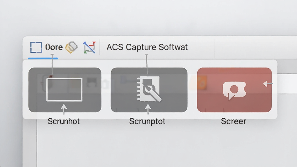 ACS Capture����������Ԥ��ͼ��չʾ���Ĺ��������֣��������ν�ͼ��������ͼ��¼����ť������Ϊǳ��ɫ���䣬����Ԫ��������ע������ִ���Լ��������Ⱦ���ɾ��޶���Ԫ��