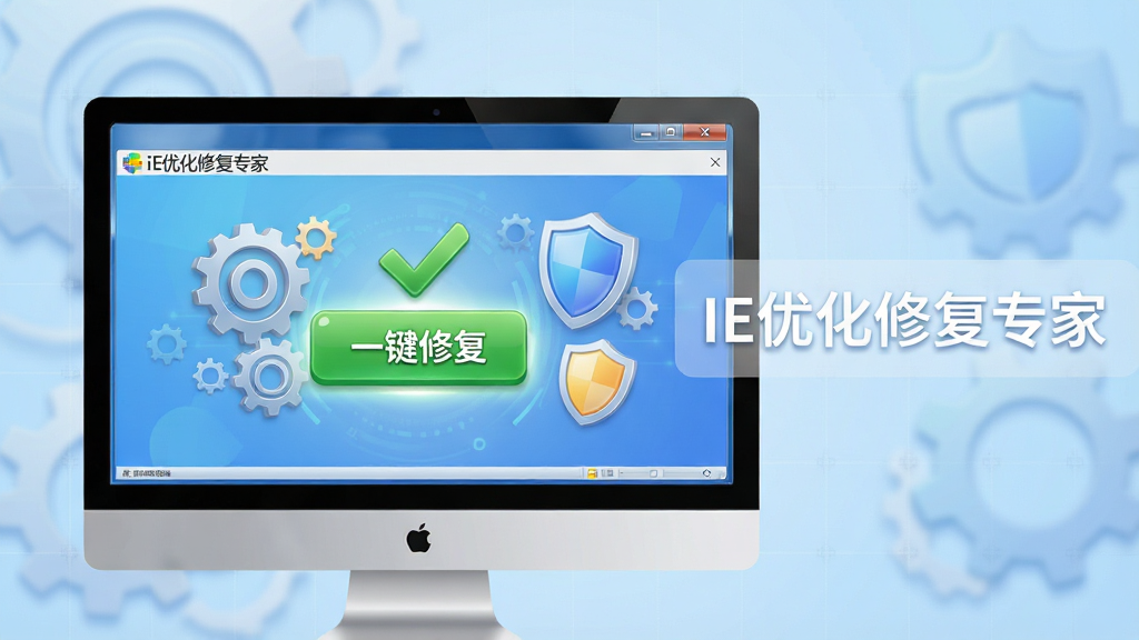 ���壺һ̨�����е�Windows���ԣ���Ļ����ʾIE�Ż��޸�ר�ҵ������棬����������ɫ�Թ��ġ�һ���޸�����ť����Χ�����ų��֡����ƵȿƼ�Ԫ�أ����֣����Ծ��У�����ϸ�������ɱ棬��ť��Ŀ������Ϊ������ǳ��ɫ���䣬����ɾ�������Ű棺��Ʒ������Ϊ�Ӿ����㣬�Ҳ����״��а�͸�������֡�IE�Ż��޸�ר�ҡ�������ִ���ƽ�����΢���ɫ��������ͣ�ϸ�ڣ��޸���ť�е����Ĺ���Ч����������ϸ΢��������·�����ʣ�������Ⱦ���ɾ����޶���Ԫ��