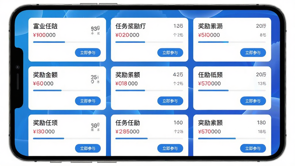 ��������Ϊ��ҵAPP������������ͼ����Ļ��չʾ�������Ƭ��ÿ�ſ�Ƭ�ϱ�ע�������ơ���������ʣ���������Ϊ������ɫ���䣬���ֲ��þŹ������У������������ϸ�ڰ����������͡��������롱��ť�����������ɾ����޶���Ԫ��