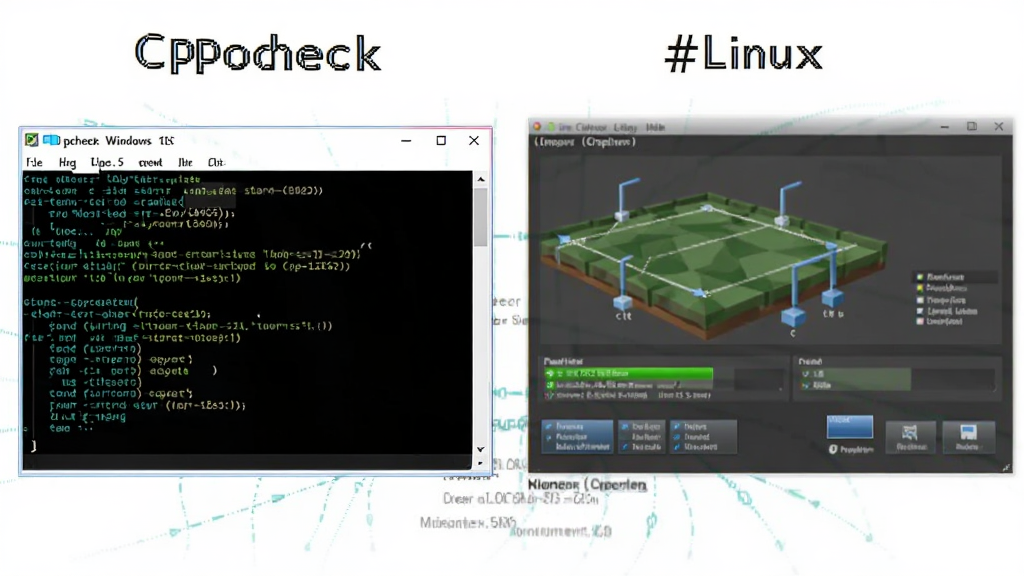 ͼƬ����ΪCppcheck��Windows��Linuxϵͳ�ϵ�˫����չʾ������������д��ڣ��Ҳ���ͼ�ν��棬���ֲ��У�����࣬ϸ��ͻ���ն������ͼ�ΰ�ť�����ʸɾ����޶���Ԫ�ء�