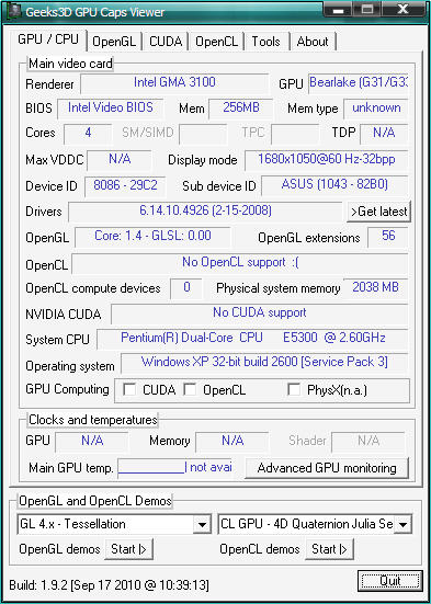 GPU Caps ViewerGPU�Կ���⹤��1.60.0.3 �Կ����ܲ鿴