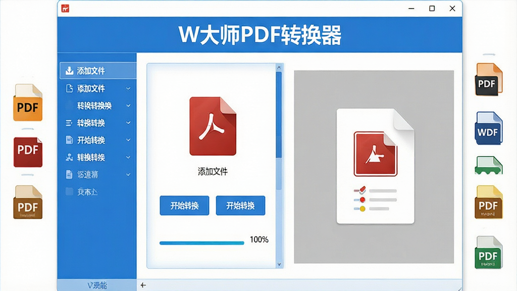 ���壺W��ʦPDFת�������������棬��ʾPDFתWord������壬�Ա��ж����ʽͼ�ꣻ���֣�����չʾ�������棬���Ϊ�����б����Ҳ�Ϊת��Ԥ�������Ű棺��������Ϣ�㼶�����⡰W��ʦPDFת���������ڶ���������ִ���ƽ����ƣ���ɫ����ɫ�Ͱ�ɫΪ�����ɾ�������ϸ�ڣ������С������ļ�������ʼת������ť��ת����������ʾ100%�����ʣ����塢�ɾ����޶���Ԫ�ء�