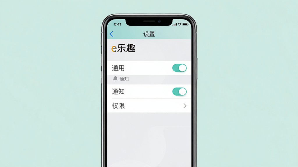 ���壺һ���ֻ���Ļ��ʾ��e��Ȥ���ġ����á����棬�С�ͨ�á�����֪ͨ������Ȩ�ޡ���ѡ����֣��ֻ����У�����Ϊ��ɫ�������������Ű棺�����б����ϵ������У��С�e��Ȥ����������񣺼���ִ�����ɫ��͡�ϸ�ڣ��п��ذ�ť�ͼ�ͷͼ�ꡣ���ʣ����壬�ɾ����޶���Ԫ�ء�