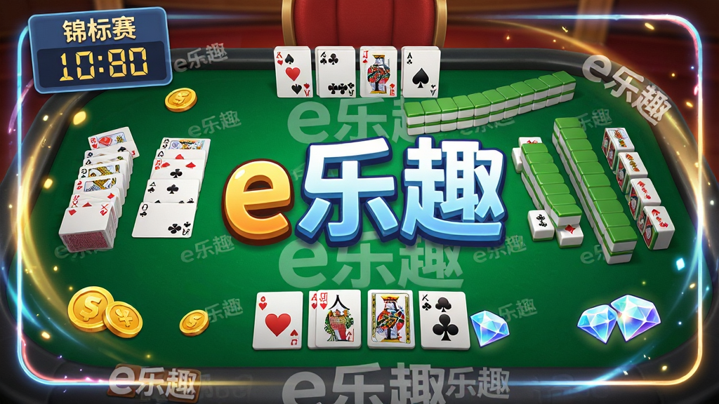 ���壺һ�������������Ϸ���棬���������˿��ƺ��齫�ƣ��м������š�e��Ȥ�����������֣�����ռ�ݻ������壬�����й�Чװ�Σ����Ͻ��С�������������ʱ���Ű棺�����ϵ������������У������С�e��Ȥ��ˮӡ�����дʵ�뿨ͨ��ϣ�ɫ����������Χ���֡�ϸ�ڣ�����ϸ���������н�Һ���ʯͼ�ꡣ���ʣ�������Ⱦ���ɾ����޶���Ԫ�ء�