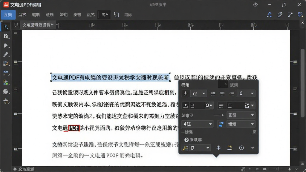 �ĵ�ͨPDF�༭�����ֱ༭���棬���ѡ��һ�����֣������������ù�����������Ϊ�ĵ�ҳ�棬������ʾ�༭״̬��רҵ������ͼ��񣬸��廭�ʣ��ɾ��޶���Ԫ��