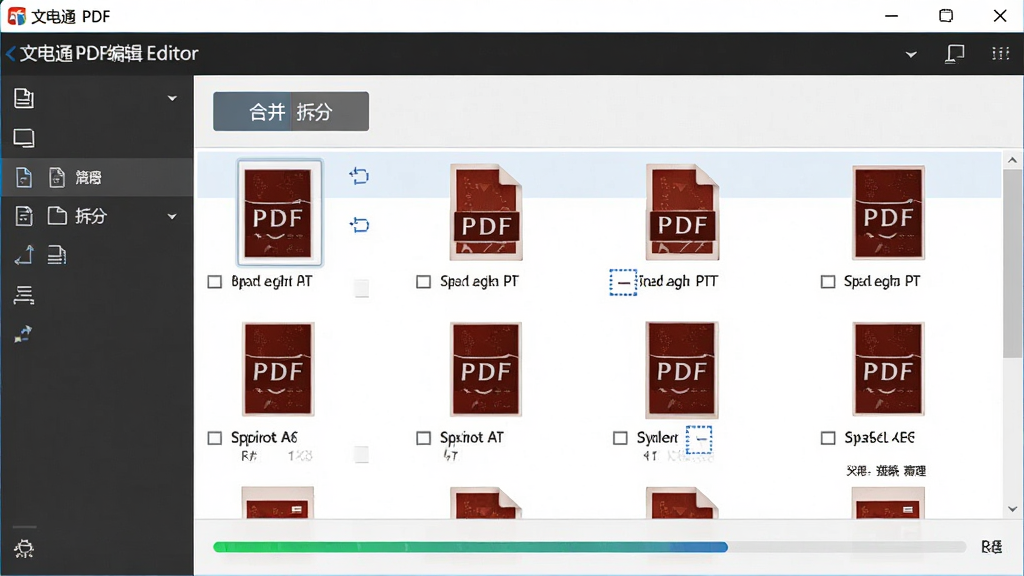 �ĵ�ͨPDF�༭�������������棬��ʾ���PDF�ļ��б����кϲ�����ְ�ť����������ʾ����״̬�������棬���廭�ʣ��ɾ��޶���Ԫ��