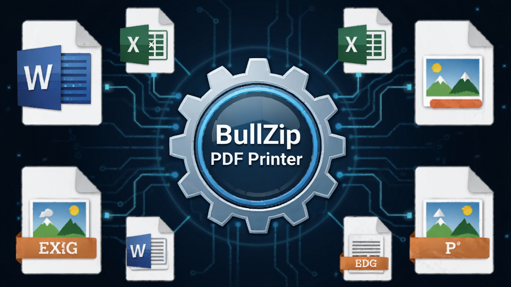 ���壺BullZip PDF Printerת�����湤��ʾ��ͼ�����֣�������ʾ����״����ͼ�꣬��Χ���Ʋ�ͬ��ʽ���ĵ�ͼ�ꡣ�Ű棺�ԳƲ��֣�ͻ��������ĵ�λ����񣺿Ƽ��в廭���ϸ�ڣ�����ͼ���ע