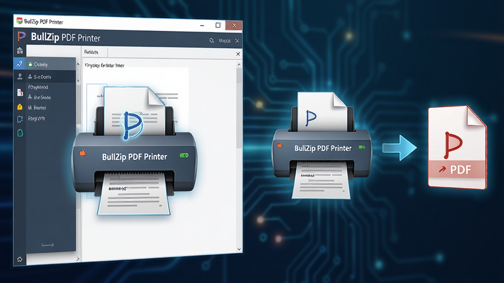 ���壺BullZip PDF Printer���������������ӡ��ͼ�ꡣ���֣������ʾ���������ڣ��Ҳ�չʾһ���ĵ�ͨ����ӡ��ͼ��ת��ΪPDF�ļ������̡��Ű棺�ɾ����࣬�ص�ͻ��ת�����̡�����ִ��Ƽ��У�ɫ��������ϸ�ڣ�����������������ӡ��ͼ�����
