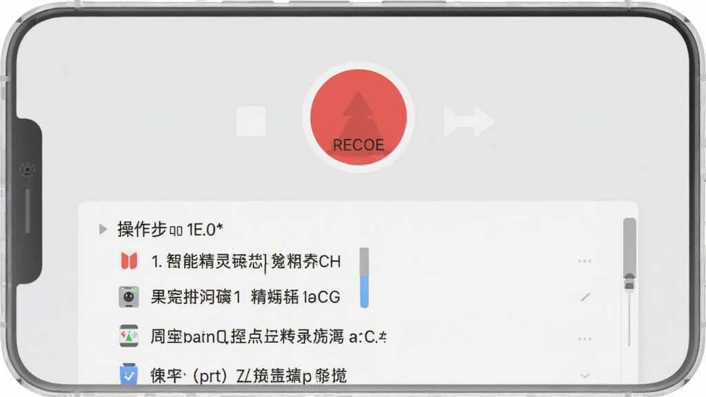 ���ܵ������¼�ƽ��棬��Ļ�м��к�ɫ¼�ư�ť���·���ʾ���������б�������Ϊǳ��ɫ�ֻ����棬��������������ƽ����ϸ�ڷḻ�����ʸɾ�