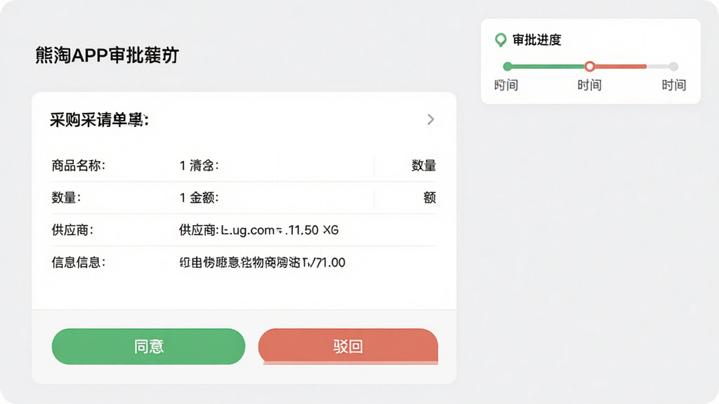 չʾ����APP�������ܽ��棬����������һ�Ųɹ����뵥��������Ʒ���ơ�����������Ӧ����Ϣ���·��С�ͬ�⡱�롰���ء���ť�����Ͻ���ʾ��������ʱ���ߣ�������ǳ��ɫΪ��ɫ����Ƭʽ���֣����������������񣬻��ʸɾ����޶���Ԫ��