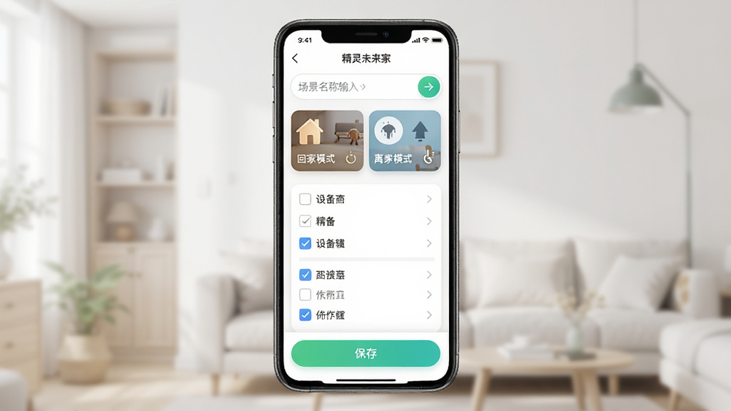 չʾ����δ����App����ģʽ�༭ҳ�棬����Ϊ�ֻ������еĳ����б��ͱ༭��ť�������Ϸ�Ϊ��������������м�Ϊ�豸������ѡ�б����ײ�Ϊ���水ť������Լ��ˬ��ϸ�ڰ������ؼ�ģʽ�������ģʽ���ȿ�Ƭ�����ʸɾ����޶���Ԫ�أ������ע������δ���ҡ�