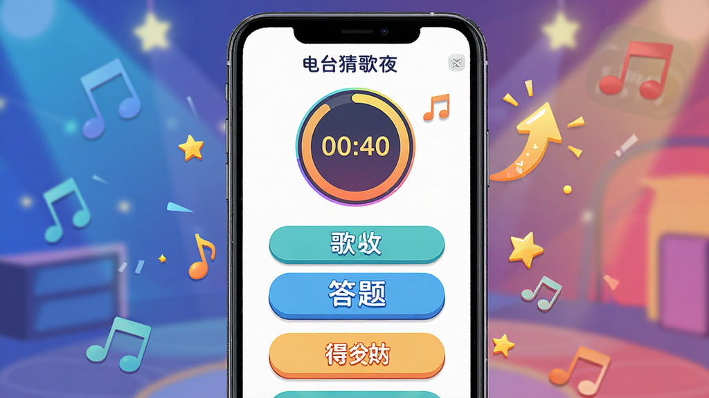 һ��չʾ��̨�¸�ҹ��Ϸ�ڴ�������ʾ��ͼ������Ϊ�ֻ���Ļ������ֵĸ���ѡ�ť�����ּ�����ˣ�������������ϸ�ڰ�������ʱԲ���͵÷ֶ�����Ч������ɫ�����������ʸ��壬�ɾ��޶���Ԫ�أ�ͼƬ�����ֱ�ע����̨�¸�ҹ ���⡱��