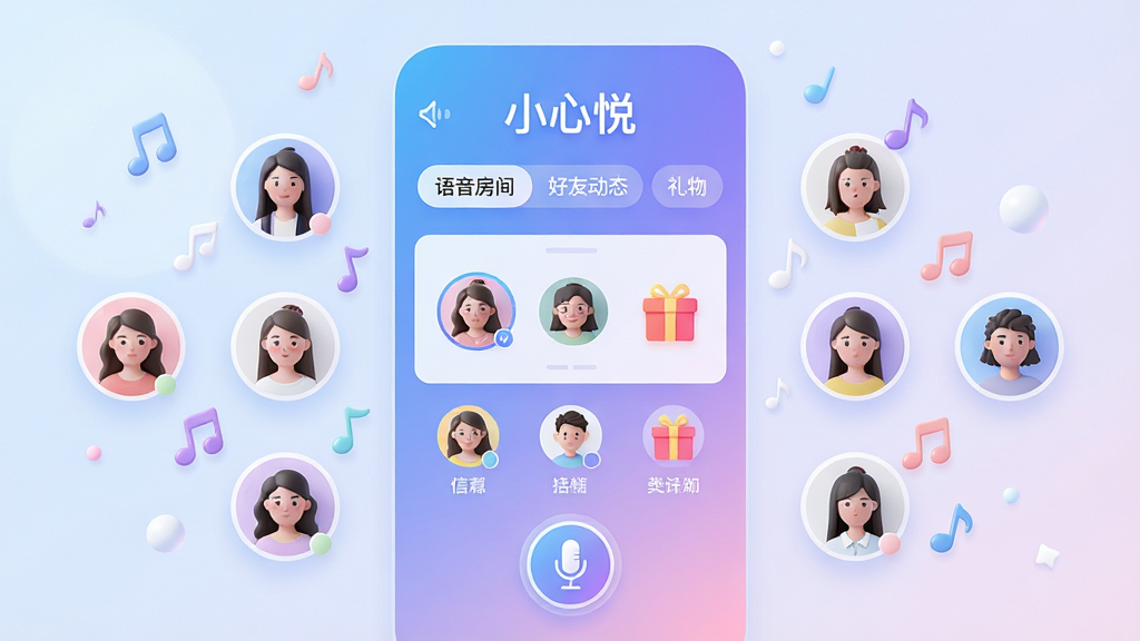 ���壺С����App�Ľ������ͼ��������һ�����������������ҽ��棬��Χ��ͷ�������ͼ�껷�ơ����֣����й�ͼ������Ԫ�طֲ����⣬������ʾ��С���á��������ײ�����˷�ͼ�ꡣ�Ű棺�ִ���UI��ƣ�Բ��ͷ������������Ϣ�㼶������������»��ã�ɫ���Խ�������Ϊ���������ɫ�͵���ɫ��׺��ϸ�ڣ���Ļ�Ͽɿ������������䡱�������Ѷ�̬����������ȱ�ǩ������ɾ��޶���Ԫ�ء����ʣ�������Ⱦ��ϸ�ڷḻ������۸�����ͨ͸��
