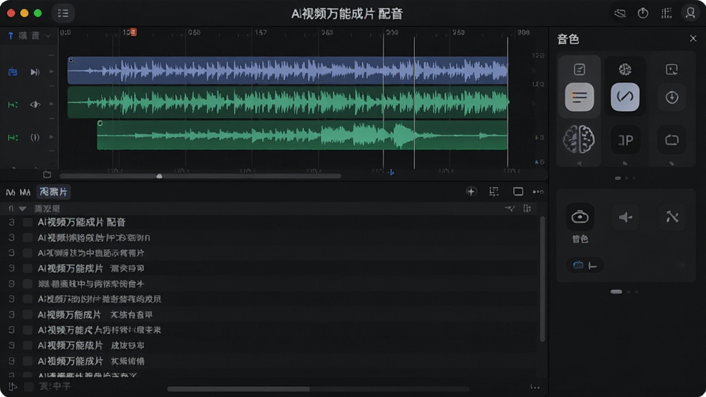��������Ϊ��AI��Ƶ���ܳ�Ƭ������������Ļ�༭���棬�Ϸ������첨�Σ��·�����Ļ�ı��б����Ҳ�����ɫѡ����壬����Ϊ��ɫ���⣬���רҵ��ϸ�ڷḻ�������������ɾ��޶���Ԫ��
