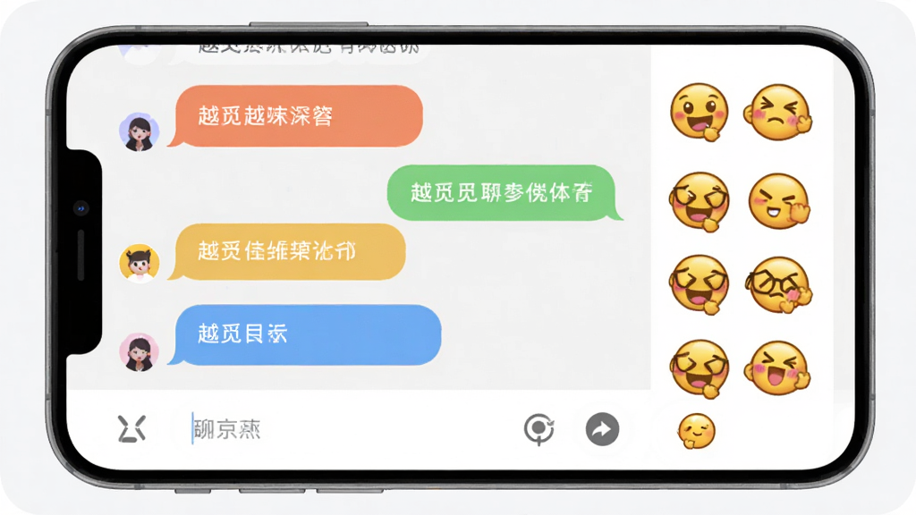 ���壺Խ��APP��������棬չʾ�Ի����ݺͱ���������֣��ֻ���Ļ��չʾ�Ի��б��������в�ͬ��ɫ���·��������͹���ͼ�ꡣ�Ű棺������������ʽ���֣������չʾ���Ҳࡣ�����ů�����ã�����Ϊǳ�Ұ�ɫ��ϸ�ڣ�������Բ�ǣ�����������ɰ��������޶��ఴť�����ʣ��������ɾ��޶���Ԫ�ء�