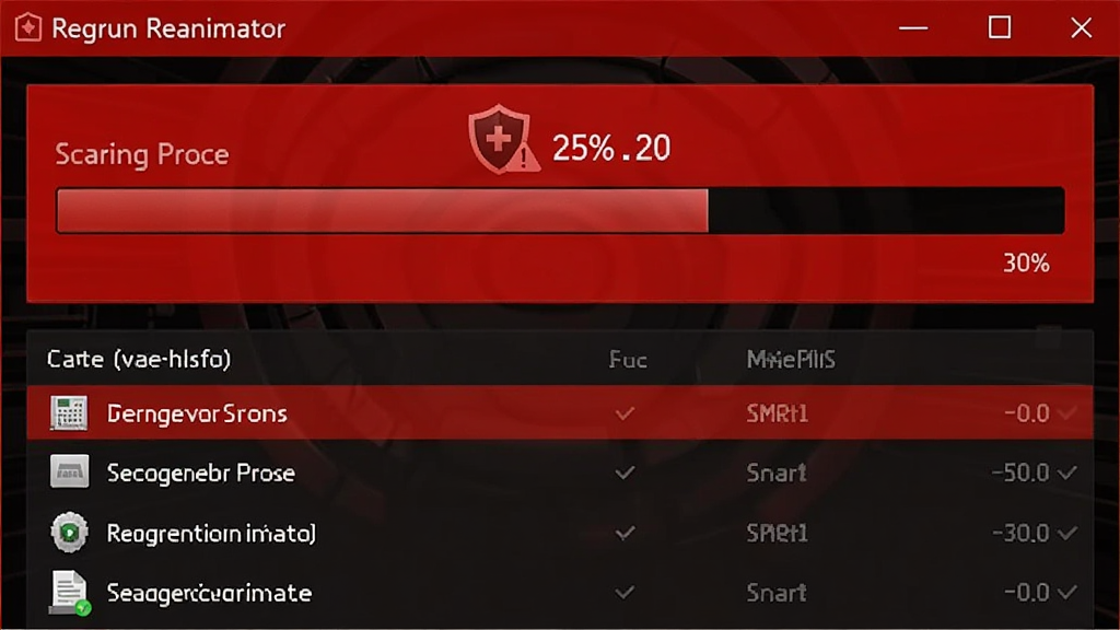 Regrun Reanimator��������ִ��ȫ��ɨ��Ľ�����д����������ʾɨ��ٷֱȣ��·��г����ֵĿ����ļ��������Ժ����ɫΪ����ͻ������ȫ���롰��ʾ�������������������������޶���Ԫ��
