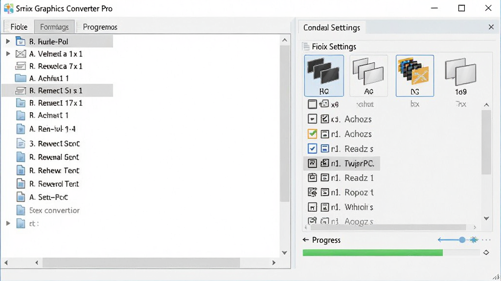 Graphics Converter Pro ����ת���������棬����ļ��б����Ҳ�ת��������壬��ʾ���ָ�ʽѡ��ͽ��������������࣬��ɫרҵ�������������޶���Ԫ��