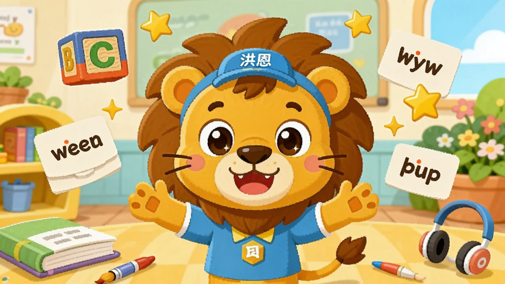 �����ԡ����Ӣ��Ŀ�ͨ������Сʨ��Ϊ���ǣ�վ��ɫ�������Ķ�ͯѧϰ�������룬��ΧƯ������ĸ��ľ�����ʿ�Ƭ�����ǽ���Ԫ�ء����ֲ������Ĺ�ͼ���������ſ�˫��Ц�ݲ��ã���������ܰ�Ľ��Һͻ�԰���Ű��Ա�ƽ����ͨ���Ϊ����ϸ�ڰ����鱾�����ʺͶ�����ѧϰ���ߡ����ʸ���ɾ����޶���Ԫ�أ������Χ����ͯȤ��ͻ��Ӣ��ѧϰ�Ŀ��ָС�
