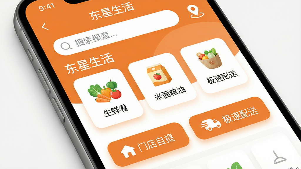 ��������Ϊһ�������ֻ���Ļ��д����Ļ������չʾ���������APP����ҳ���棬������Ƽ�Լ�ִ����������������Ͷ�λͼ�꣬�в�չʾ���ʹ��ߡ��������͵���Ʒ����ͼ�꣬�·��С��ŵ����ᡱ���������͡��ȹ��ܰ�ť�����岼�ֲ��ÿ�Ƭʽ��ƣ�ɫ����ů��ɫ�Ͱ�ɫΪ�������������Ӱ���������������ϸ����ͻ��APP����Ԫ�ص������Ⱥ���ʵ�У����ʸ��壬�ɾ��޶���Ԫ�ء�