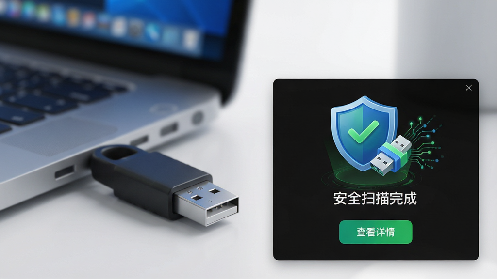 ���壺USB�������ػ���������ʵʱ�������ܽ��棬һ��U�̲�����Ժ������ɫ��ȫ��ʾ���������֣�����λ����Ļ���½ǣ�����Ϊ��͸����ɫ������Ϊ���ƺ�U��ͼ�ꡣ�Ű棺������Ƽ�࣬��������ȫɨ����ɡ����ֺ͡��鿴���顱��ť����񣺿Ƽ���ʮ�㣬��ɫ����ɫ���䣬����ɾ�������ϸ�ڣ�����ͼ���ϴ򹴣�U��ͼ���������������Ч�������黯�����ʣ����塢�ɾ����޶���Ԫ��