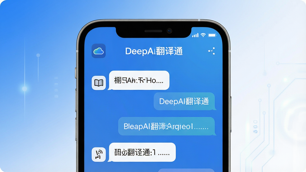 һ�Ÿ����Ʒչʾͼ�������ǡ�DeepAI����ͨ���������ֻ��ϵ����н��棬��Ļ����ʾ��Ӣ����ĶԻ����ݣ�����Ϊ�������ɫ���ɫ�����岼�ּ�������ͻ���������ơ�DeepAI����ͨ��������ִ��Ƽ��У�ϸ�ڰ������������ֺ�ͼ�꣬����ϸ��ɾ����޶���Ԫ�ء�