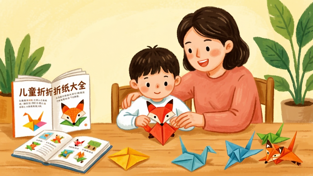 ��������Ϊһλ�ҳ��뺢��Χ������ܰ��ľ������ǰ������������ɫ��ֽ��������רע���۵�һֻ��ɫС���꣬�ҳ�΢Цָ�������ֲ���ƽ���ӽǣ�������У���������͵ĵ���ɫǽ������ɫֲ��Ű��ϣ�����������һ��չ���ġ���ͯ��ֽ��ȫ���̲ģ��Ҳ�ɢ��һЩ����ɵ���ֽ��Ʒ�����Ϊ�����ֻ�廭�磬ɫ��������ů��ϸ�ڷḻ������ϸ��ɾ����޶���Ԫ�ء�