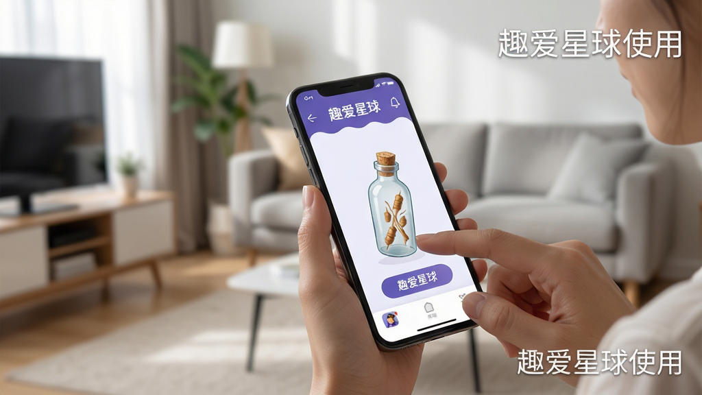 չʾ�û������ֻ��ϲ���Ȥ������Ӧ�õĳ�������ָ�����Ļ�ϵ�Ư��ƿ��ť���ֻ���Ļ������ʾӦ�ý��棬����Ϊ�ִ���Լ������������ͣ���ͼ��Ȼ��дʵ��񣬻��ʸ��壬�޶���Ԫ�أ�ͼƬ����ʾ��Ȥ������ʹ�á�����