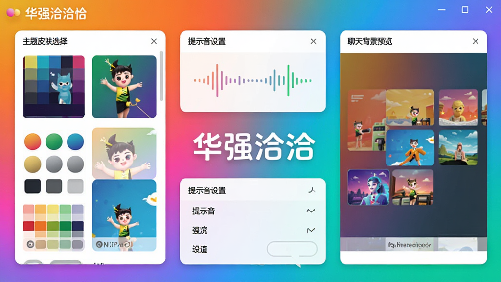����Ϊ����ǿǢǢ�������ĸ��Ի����ý��棬����չʾ����Ƥ��ѡ��������ʾ�������������챳��Ԥ�����������С���ǿǢǢ������������Ϊ��ʽ���ɫ�����ִ������������У������ã�ϸ�ڰ���ɫ�塢����ͼ�ꡢ����ͼ����ͼ�����ʸɾ����޶���Ԫ�ء�