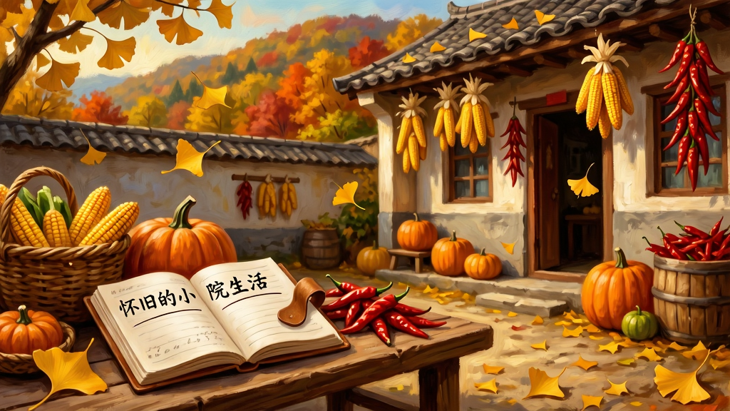 ���壺��Ϸ�е�СԺ���＾�ľ�ɫ����Ƶ�����ҶƮ�䣬Ժ�ڰ������յ��ϹϺͺ����������֣�ǰ���Ƕ���ũ�����ľ�����о���СԺ�����������ǲ��־�Ⱦ��ɽ�¡��Ű棺���öԽ��߹�ͼ��ũ��������½����������Ͻǡ����ɫ��Ũ�����ֻ��ͻ��磬ͻ�����յ�ϲ�á�ϸ�ڣ�ľ���Ϸ���һ���򿪵��ռǱ�������д�š����ɵ�СԺ����������¹��ųɴ������׺ͺ����������ʣ��߷ֱ��ʣ������������޶���Ԫ�ء�