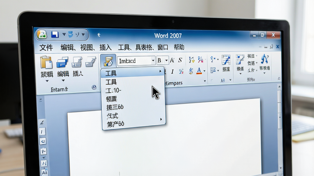 һ�ŵ�����Ļ����д����Ļ�ϴ򿪵�Word 2007�ĵ������У�����������Ribbon��������������ʾ�š��ļ����༭����ͼ�����롢��ʽ�����ߡ����񡢴��ڡ��������ľ��������˵��������岼��������࣬���ָ������ͣ�ڡ����ߡ��˵��ϣ����ֳ�����ѡ�����������İ칫�������дʵ�����ʸ���ɾ����޶���Ԫ��