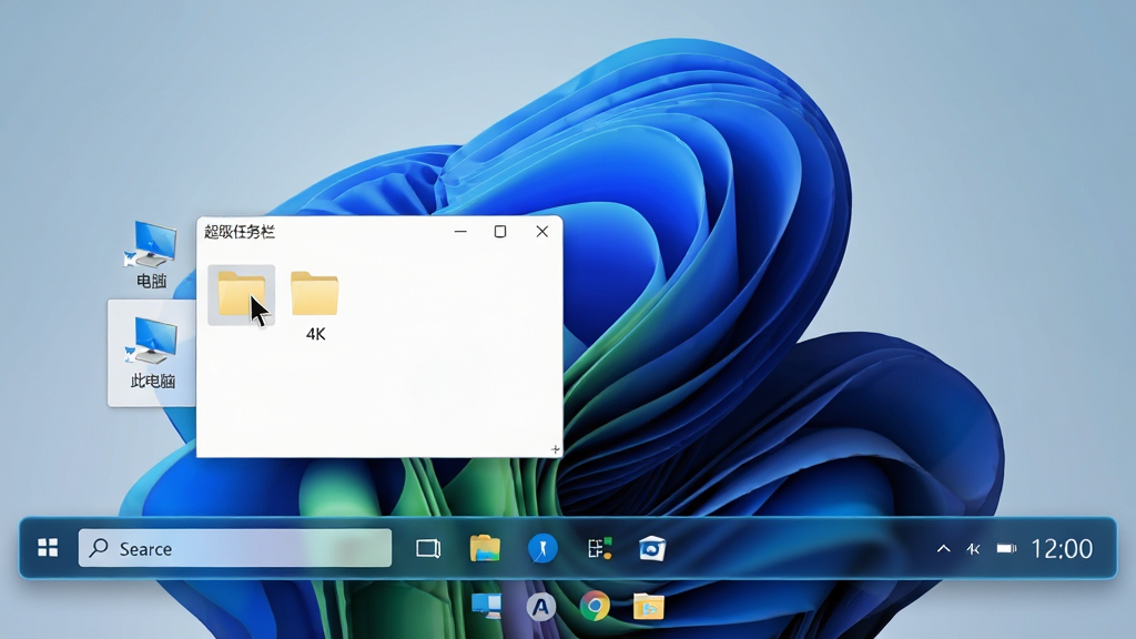 ���壺������������������������Windows 11�����ϵ�Ч��ͼ����������͸��������Ϊ����ɫ���䣬ͼ������������������п�ʼ��ť���������Ҳ�������ʱ�䡣���֣������ֽΪ���󼸺�ͼ�Σ����������ڵײ����Ӿ�ƽ�⡣�Ű棺�������������У�ͼ������ȣ�����Ԥ��������ʾһ���ļ��д��ڡ�����ִ������ࡢרҵ��ϸ�ڣ���������Ե��ϸ΢�ķ���Ч�������ָ����ͣ�ڡ��˵��ԡ�ͼ���ϡ����ʣ�4K���壬�ɾ����޶���Ԫ�ء�