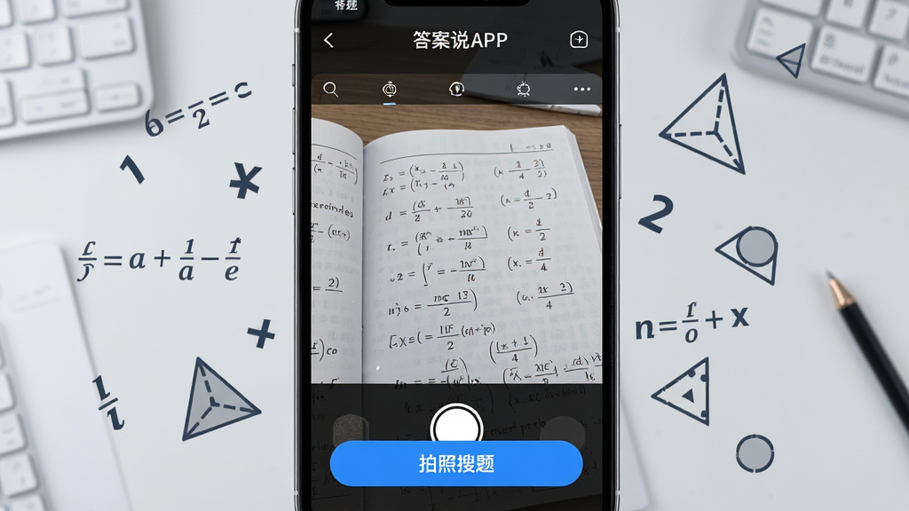 һ�Ÿ�����дͼƬ������������һ�������Ŵ�˵APP���ֻ�����Ļ��ʾ����������棬���ȡ�����׼һ��д����ѧ��ʽ����ϰ�ᣬ�����·��С��������⡱����ɫ��ť���ֻ���Χ��Ʈ������ѧ���źͼ���ͼ����Ϊװ�Σ�����Ϊ�ɾ���ǳ��ɫ����̨��������Ƽ���ʮ�㣬ϸ�ڷḻ�������������޶���Ԫ��