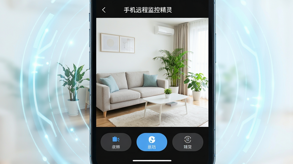 һ���ֻ���Ļ��д����Ļ��������ʾ���ֻ�Զ�̼�ؾ��顱APP��ʵʱ��ؽ��棬��������һ�������Ŀ�������ɳ������ֲ������ײ��й��ܰ�ť�����岼�����ֻ�Ϊ�Ӿ����ģ���Χ�е���ɫ�Ƽ��й�Ч��������ִ������ʸ��壬�ɾ��޶���Ԫ�ء�