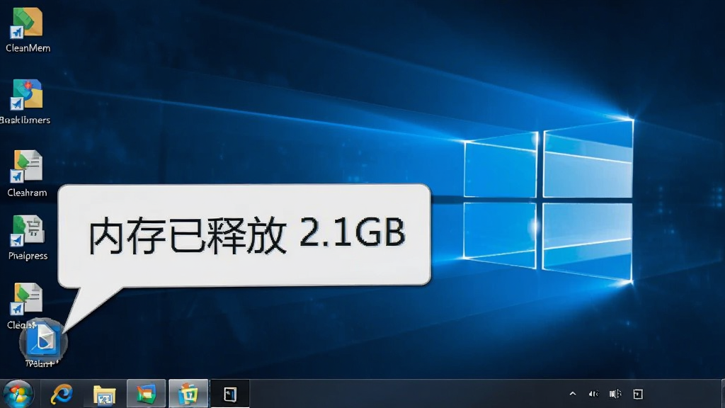 CleanMem ����״̬��ͼ����ʾ����ͼ���������ѣ�����Ϊ Windows ���棬����������