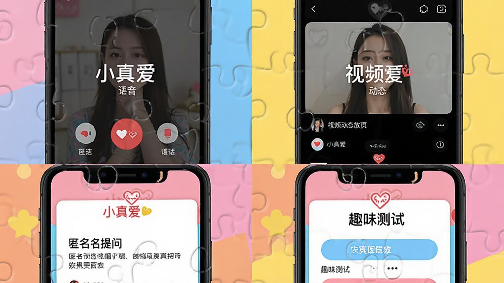 һ��չʾ��С�氮��APP�ڶ��ֻ������ܵ�ʹ�ó���ƴͼ�����Ͻ�������ͨ�����棬���Ͻ�����Ƶ��̬����ҳ���·����������ʺ�Ȥζ���ԵĿ�Ƭ��ʽ�����н�������С�С�氮����logoˮӡ������ɫ�ʻ��ã�����Ԫ���������룬������»��ã������������޶���װ��