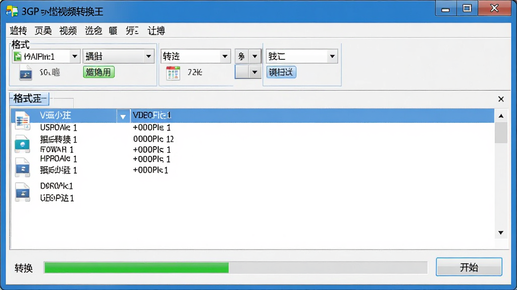 һ��3GP�ֻ���Ƶת�������������������ͼ������Ϊ������˵�Windows�������ڣ��Ϸ��ǲ˵����͸�ʽѡ�������м�����Ƶ�ļ��б����·���ת���������Ϳ�ʼ��ť���������룬�Ű���������ƽ����Ʒ��ϸ�ڴ���ʾ�ļ���ʽ��ǩ�����������ɾ����޶���Ԫ��
