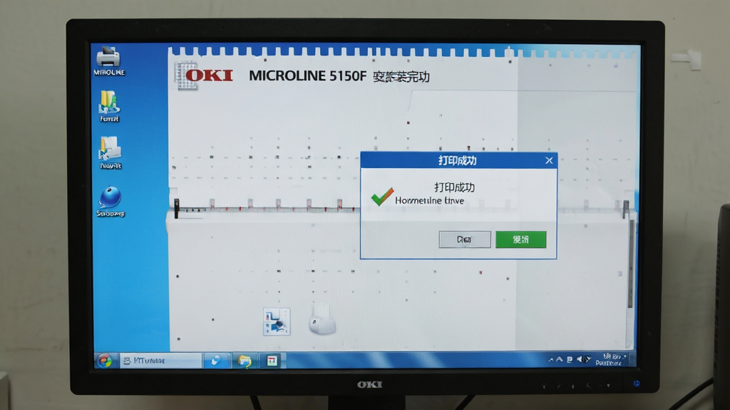 չʾOKI MICROLINE 5150F��ʽ��ӡ��������װ��ɺ�������ӡ��ͼ���롰��ӡ�ɹ�����ʾ������Ϊ������Ļ�����ּ�࣬�����ˬ��ϸ������������װ�ɹ�״̬�������������ɾ��޶���Ԫ�ء�