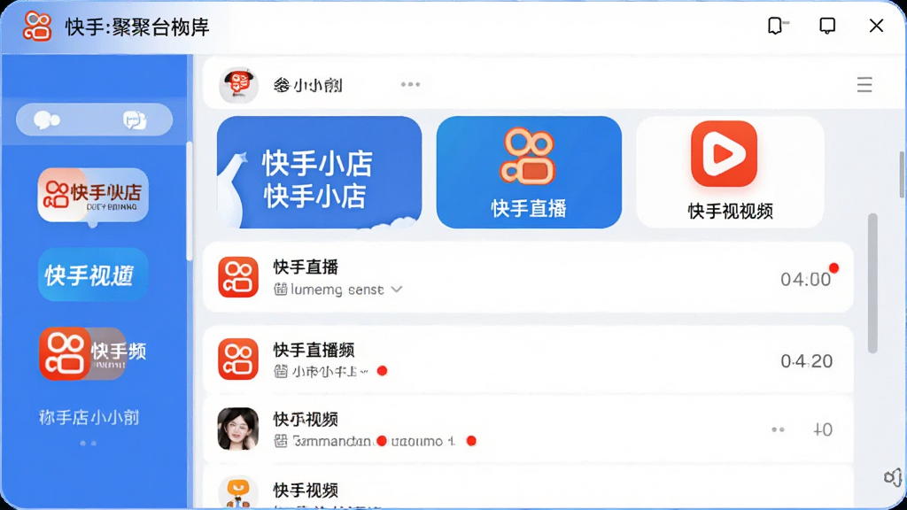 ���壺�ͷ�����������ƽ̨�ۺϽ��棬չʾ����С�ꡢ����ֱ�������ֶ���Ƶ����ͼ�꣬��Ϣ��������ʾ�����֣�����󴰿���ʾ�ۺ���Ϣ�б������Ϊƽ̨�л������Ű棺ͼ������Ϣ��Ƭ�������У���ɫ���ֲ�ͬƽ̨����񣺼��������������ɫ��ϸ�ڣ���Ϣ��Ƭ��ʱ�����ƽ̨��ʶ��δ����Ϣ�����ʾ�����ʣ����壬�ɾ����޶���Ԫ�ء�