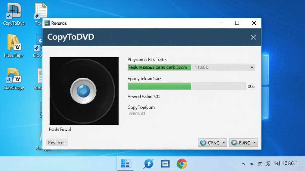 一张CopyToDVD软件在Windows 11系统下运行的截图,背景为桌面,软件窗口显示正在刻录的进度,界面清晰,带有软件名称