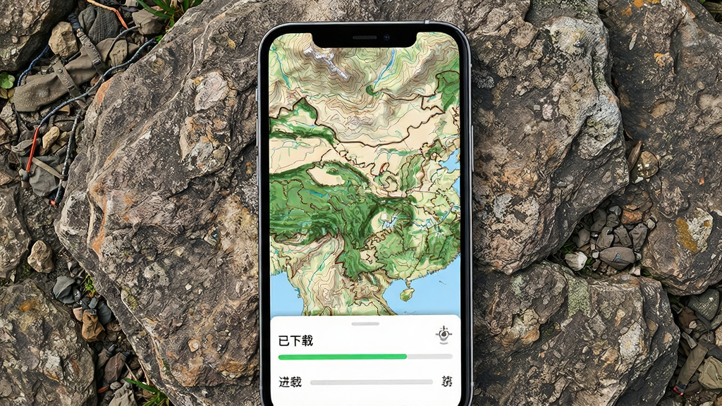 ���л���App���ߵ�ͼ����ҳ�棬�ֻ���Ļ��ʾ���й�ĳɽ���ĵ���ͼ������ɫɭ�ָ��Ǻ���ɫ�ȸ��ߣ��·��С������ء��Ľ������������ǻ�����ʯ����ĸ��ģ������ʸ�ϸ�壬�������������ʸɾ����޶���Ԫ��
