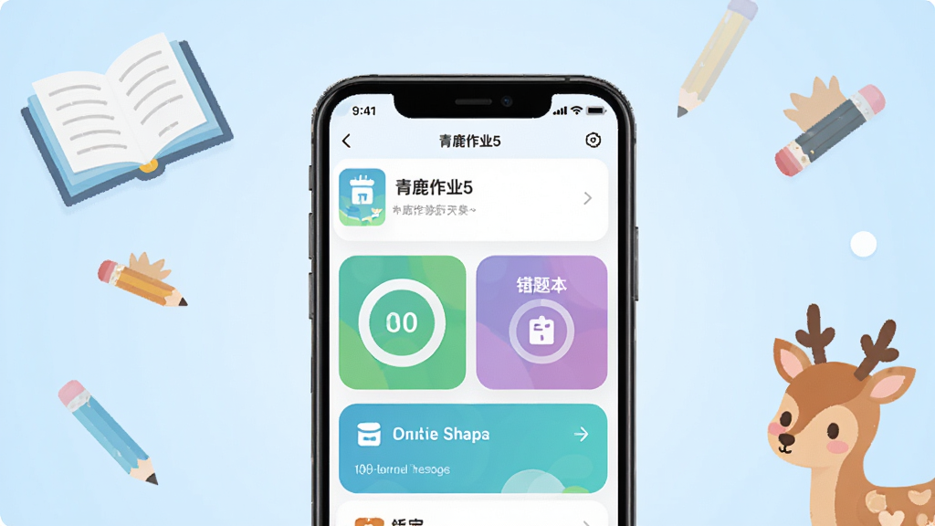 ��������Ϊ����¹��ҵ5��APP�Ľ���չʾͼ��һ�������ֻ���Ļռ�ݻ������ģ���Ļ����ʾ��ҵ�б�����ɽ��Ȼ��ʹ��Ȿ�Ȳ�ɫ����ģ�飻�������õ���ɫ���䣬�����鱾��Ǧ�ʡ�С¹�ȿ�ͨԪ�أ������Ű�ɾ���ˬ����ƽ����Ʒ��ϸ�ڷḻ�������������޶���Ԫ��